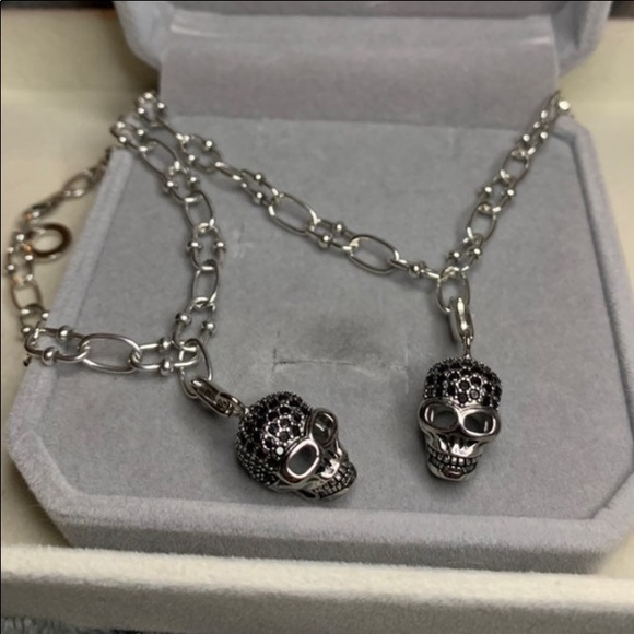 S925 Skull Pave Charm jewelry set for Men - Picture 5 of 12
